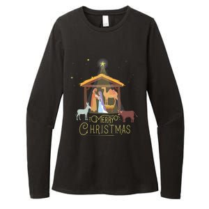 Merry Christmas Nativity Scene North Star Jesus Gift Womens CVC Long Sleeve Shirt