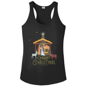 Merry Christmas Nativity Scene North Star Jesus Gift Ladies PosiCharge Competitor Racerback Tank