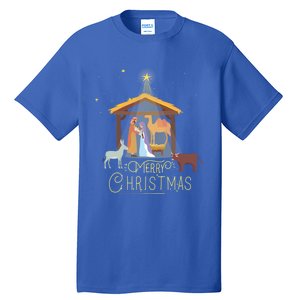 Merry Christmas Nativity Scene North Star Jesus Gift Tall T-Shirt