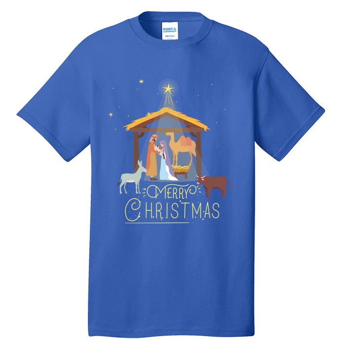 Merry Christmas Nativity Scene North Star Jesus Gift Tall T-Shirt