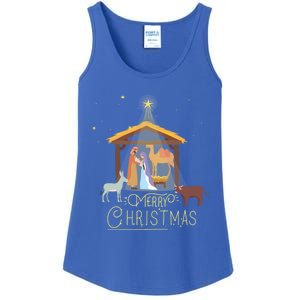 Merry Christmas Nativity Scene North Star Jesus Gift Ladies Essential Tank