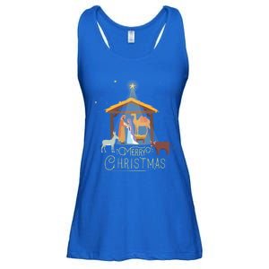 Merry Christmas Nativity Scene North Star Jesus Gift Ladies Essential Flowy Tank