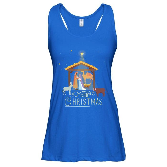 Merry Christmas Nativity Scene North Star Jesus Gift Ladies Essential Flowy Tank