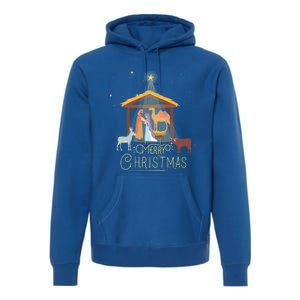 Merry Christmas Nativity Scene North Star Jesus Gift Premium Hoodie