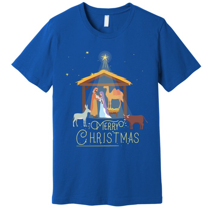 Merry Christmas Nativity Scene North Star Jesus Gift Premium T-Shirt