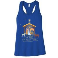 Merry Christmas Nativity Scene North Star Jesus Gift Women's Racerback Tank