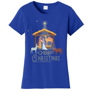 Merry Christmas Nativity Scene North Star Jesus Gift Women's T-Shirt