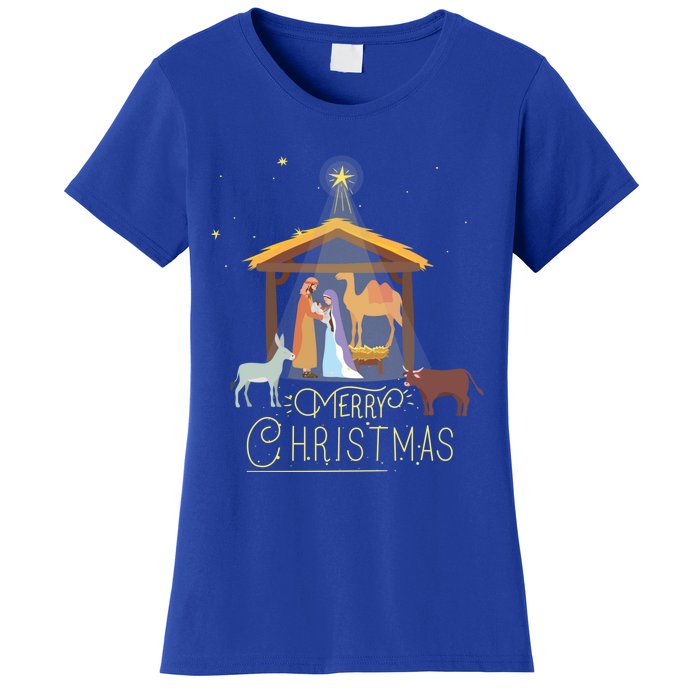 Merry Christmas Nativity Scene North Star Jesus Gift Women's T-Shirt