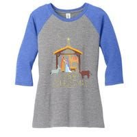 Merry Christmas Nativity Scene North Star Jesus Gift Women's Tri-Blend 3/4-Sleeve Raglan Shirt