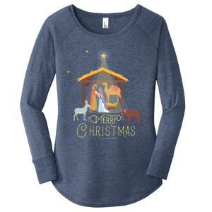 Merry Christmas Nativity Scene North Star Jesus Gift Women's Perfect Tri Tunic Long Sleeve Shirt