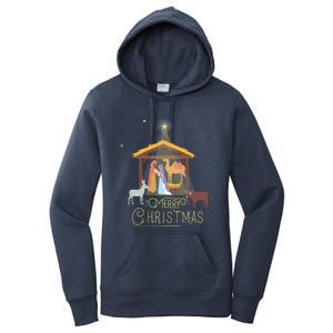 Merry Christmas Nativity Scene North Star Jesus Gift Women's Pullover Hoodie