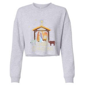 Merry Christmas Nativity Scene North Star Jesus Gift Cropped Pullover Crew