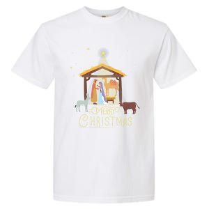 Merry Christmas Nativity Scene North Star Jesus Gift Garment-Dyed Heavyweight T-Shirt