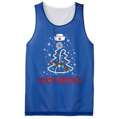 Merry Christmas Nurse Gift Stethoscope Tree Lights Gift Mesh Reversible Basketball Jersey Tank