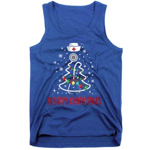 Merry Christmas Nurse Gift Stethoscope Tree Lights Gift Tank Top