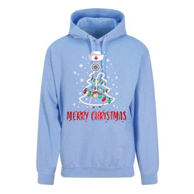 Merry Christmas Nurse Gift Stethoscope Tree Lights Gift Unisex Surf Hoodie