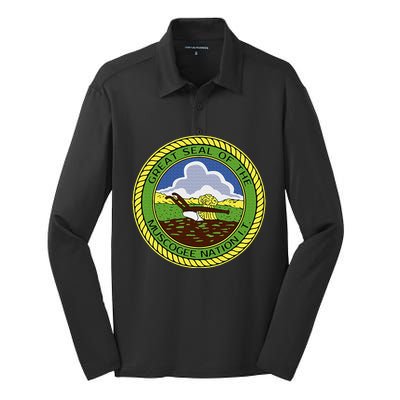 Muscogee Creek Nation Muskogee Mvskoke Silk Touch Performance Long Sleeve Polo