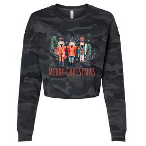 Merry Christmas Nutcracker Ballet Festive Xmas Cropped Pullover Crew