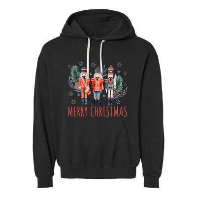 Merry Christmas Nutcracker Ballet Festive Xmas Garment-Dyed Fleece Hoodie