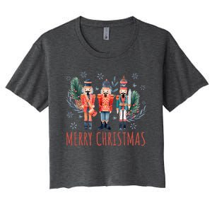 Merry Christmas Nutcracker Ballet Festive Xmas Women's Crop Top Tee