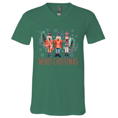 Merry Christmas Nutcracker Ballet Festive Xmas V-Neck T-Shirt