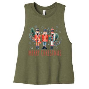 Merry Christmas Nutcracker Ballet Festive Xmas Women's Racerback Cropped Tank