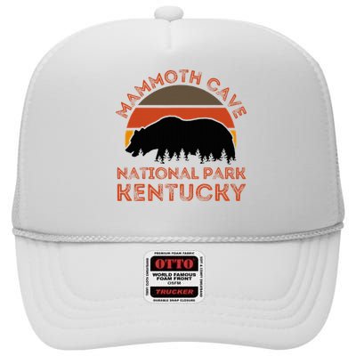 Mammoth Cave National Park Kentucky Bear Hiking Nature Retro High Crown Mesh Back Trucker Hat