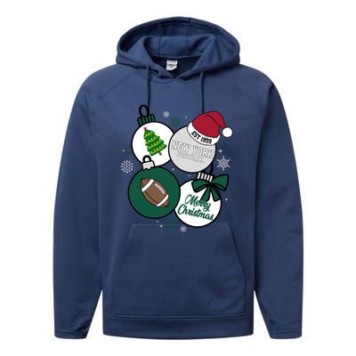 Merry Christmas New York Football Est 1959 Performance Fleece Hoodie