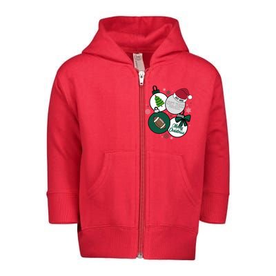 Merry Christmas New York Football Est 1959 Toddler Zip Fleece Hoodie