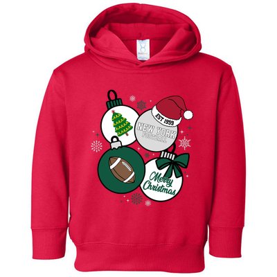 Merry Christmas New York Football Est 1959 Toddler Hoodie