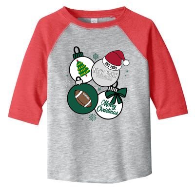 Merry Christmas New York Football Est 1959 Toddler Fine Jersey T-Shirt