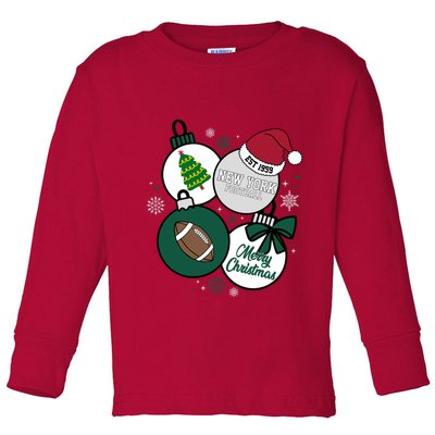 Merry Christmas New York Football Est 1959 Toddler Long Sleeve Shirt