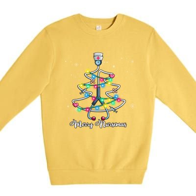 Merry Christmas Nurse Funny Stethoscope Xmas Tree Nursemas Cool Gift Premium Crewneck Sweatshirt