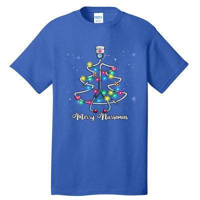 Merry Christmas Nurse Funny Stethoscope Xmas Tree Nursemas Cool Gift Tall T-Shirt