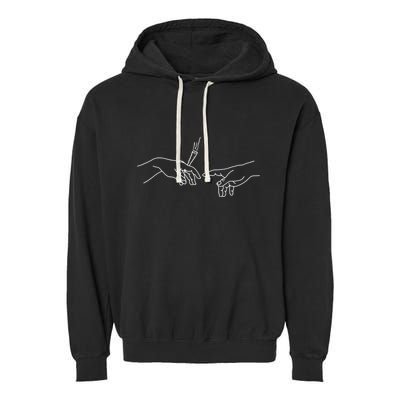Michelangelo Creation Of Adam Hand Of God With Joint Garment-Dyed Fleece Hoodie