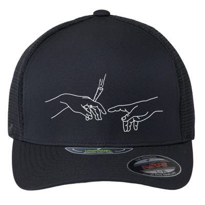 Michelangelo Creation Of Adam Hand Of God With Joint Flexfit Unipanel Trucker Cap