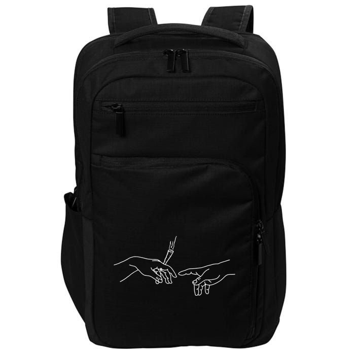 Michelangelo Creation Of Adam Hand Of God With Joint Impact Tech Backpack