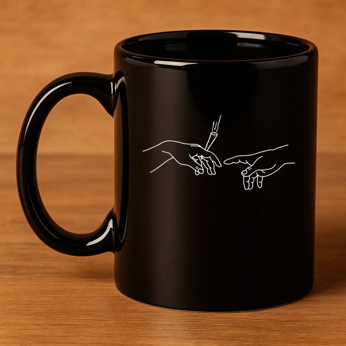 Michelangelo Creation Of Adam Hand Of God With Joint 11oz C Handle Ceramic Mug