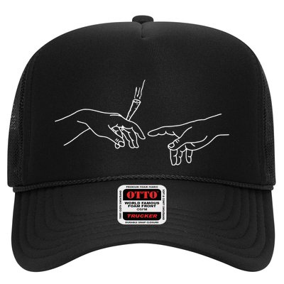 Michelangelo Creation Of Adam Hand Of God With Joint Trucker Hat