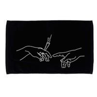 Michelangelo Creation Of Adam Hand Of God With Joint Microfiber Hand Towel