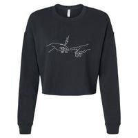 Michelangelo Creation Of Adam Hand Of God With Joint Cropped Pullover Crew