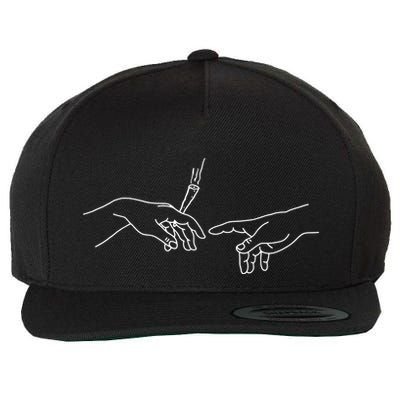 Michelangelo Creation Of Adam Hand Of God With Joint Wool Snapback Cap