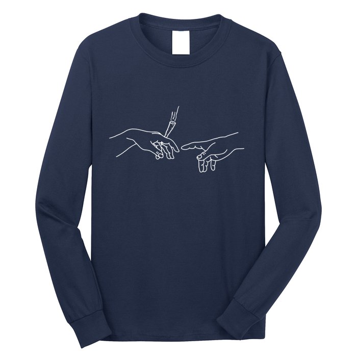 Michelangelo Creation Of Adam Hand Of God With Joint Long Sleeve Shirt
