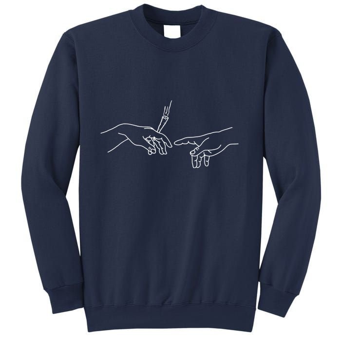 Michelangelo Creation Of Adam Hand Of God With Joint Sweatshirt