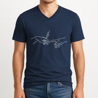 Michelangelo Creation Of Adam Hand Of God With Joint V-Neck T-Shirt