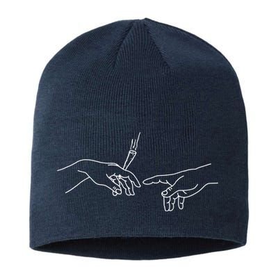 Michelangelo Creation Of Adam Hand Of God With Joint Sustainable Beanie