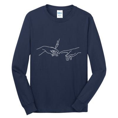 Michelangelo Creation Of Adam Hand Of God With Joint Tall Long Sleeve T-Shirt