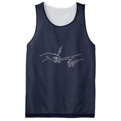 Michelangelo Creation Of Adam Hand Of God With Joint Mesh Reversible Basketball Jersey Tank