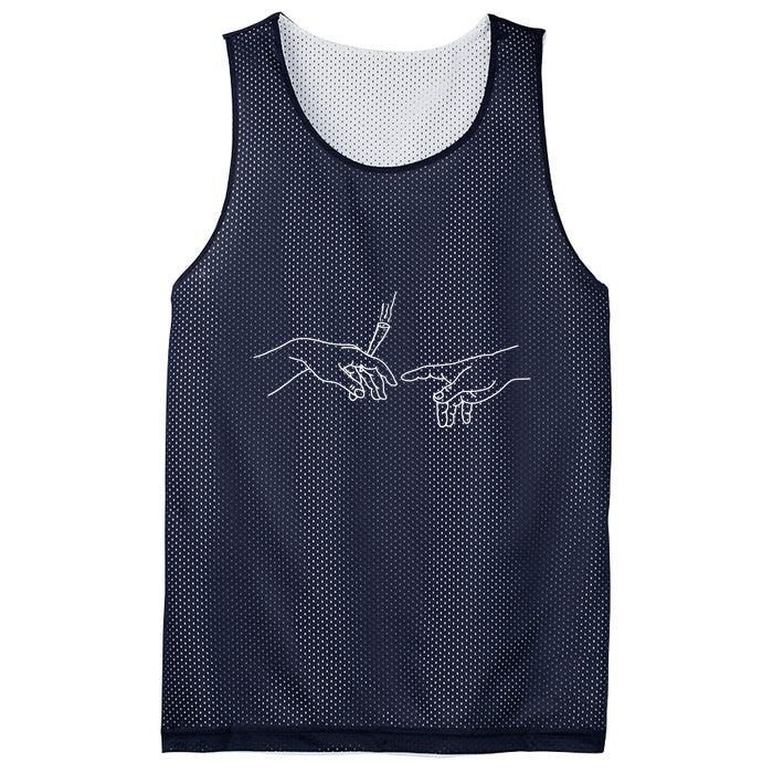 Michelangelo Creation Of Adam Hand Of God With Joint Mesh Reversible Basketball Jersey Tank