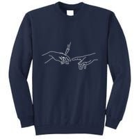 Michelangelo Creation Of Adam Hand Of God With Joint Tall Sweatshirt